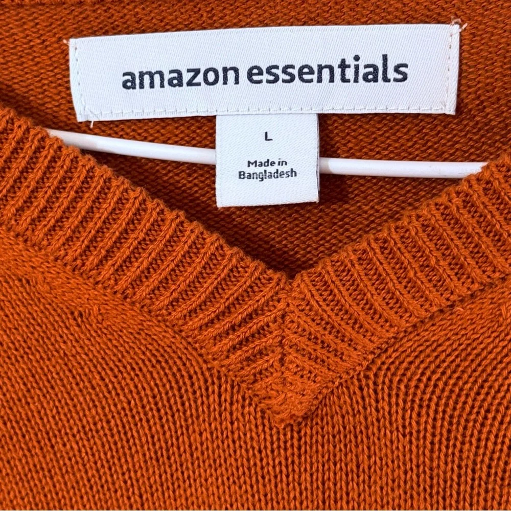 Amazon Essentials Men's‎ Rust V-Neck Pullover Sweater Large *NWT* - Picture 7 of 12
